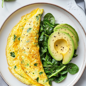 Eier-Omelett mit Avocado und Spinat