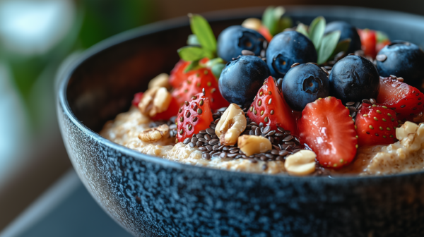 Haferkleie-Porridge mit Nüssen und Beeren – Bild 3