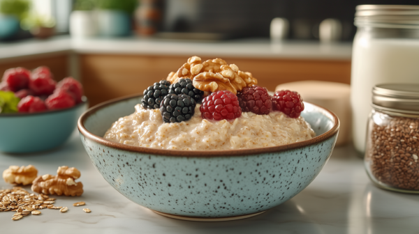 Haferkleie-Porridge mit Nüssen und Beeren – Bild 2