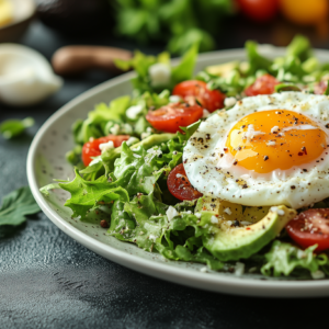 Avocado-Salat mit pochiertem Ei