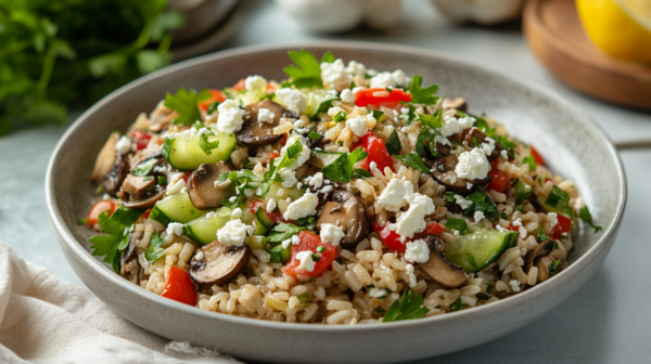 Pilz-Oliven-Reis mit Gemüse und Feta – Bild 2