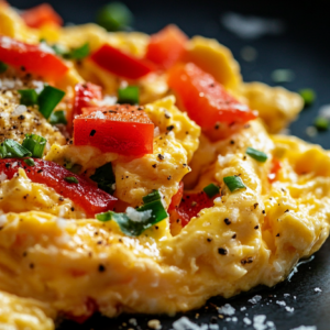 Rührei mit Paprika und Lauch