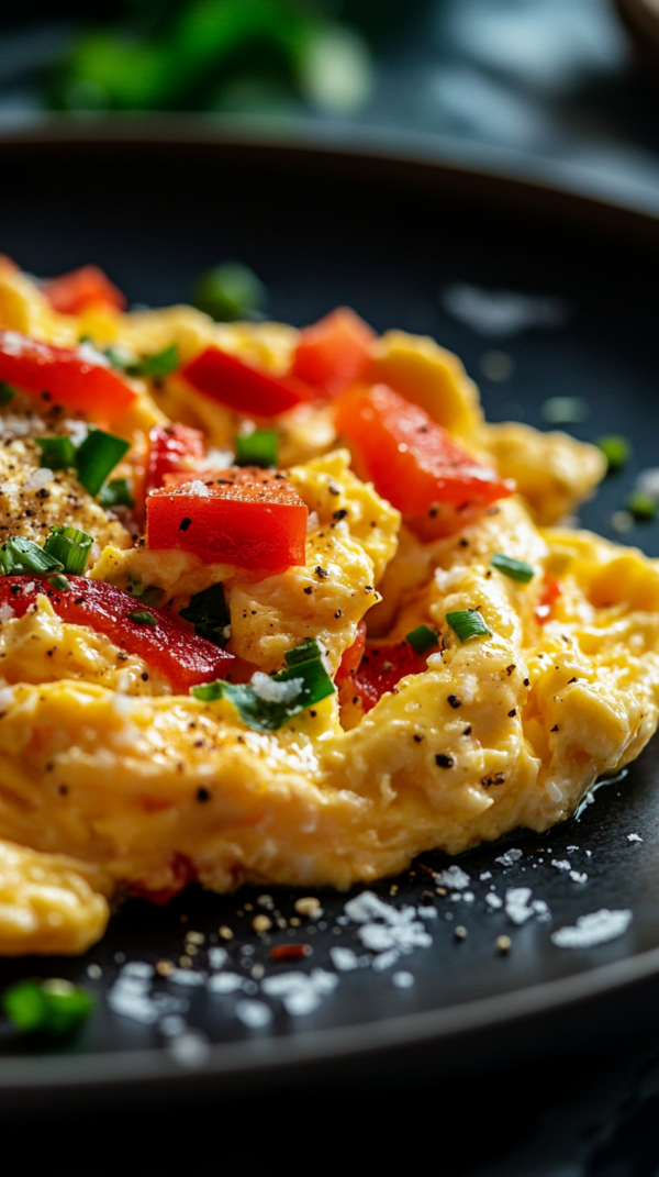 Rührei mit Paprika und Lauch