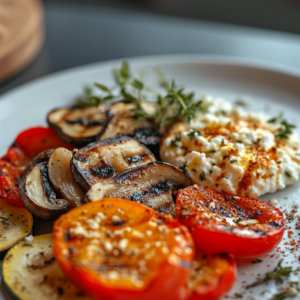 Grillgemüse mit Hüttenkäse Dip
