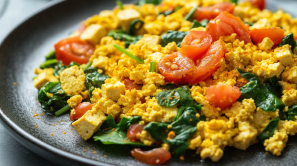 Tofu-Scramble mit Spinat und Tomaten – Bild 2