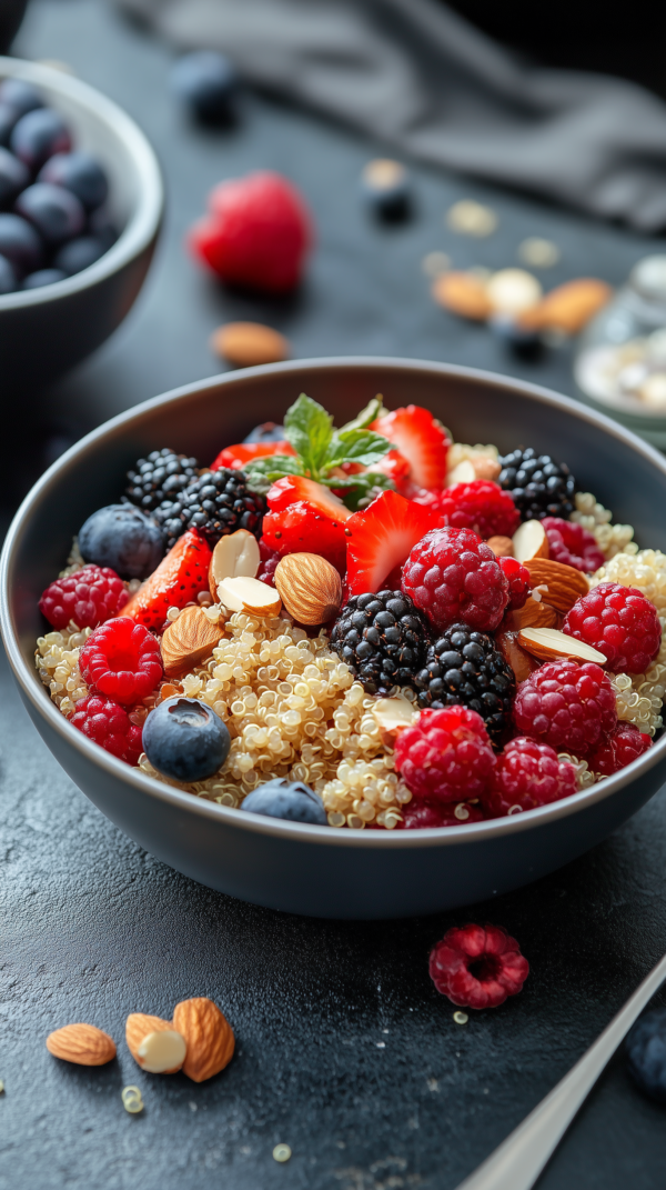 Frühstücks-Quinoa mit Beeren und Nüssen