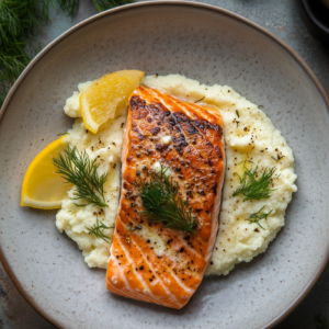 Gegrillter Lachs mit Blumenkohlpüree