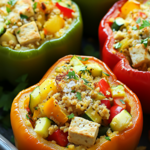 Gefüllte Paprika mit Tofu und Gemüse