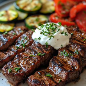 Rindfleisch mit Paprika und Zucchini