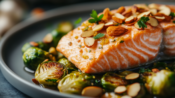 Gebackener Lachs mit Rosenkohl und Mandeln – Bild 2