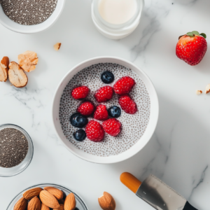 Chia-Pudding mit Beeren und Mandeln