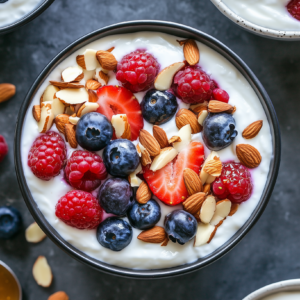 Joghurt mit Beeren und Mandeln