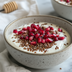 Joghurt mit Granatapfel und Leinsamen