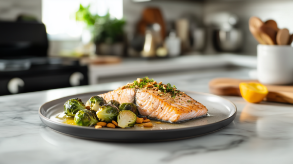 Gebackener Lachs mit Rosenkohl und Mandeln – Bild 3